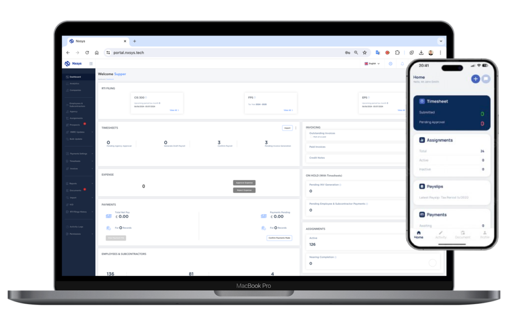 Umbrella payroll software dashboard